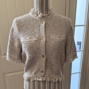 J. Crew Beige Textured Short Sleeve Top